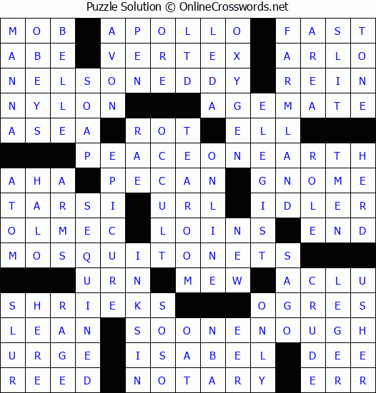 Solution for Crossword Puzzle #1019