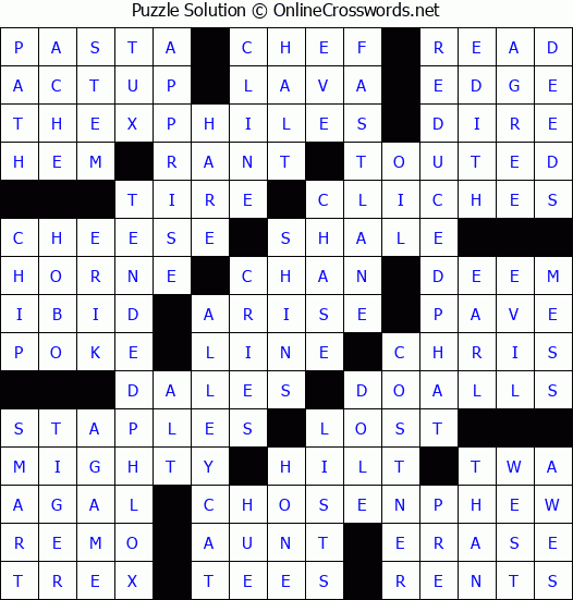 Solution for Crossword Puzzle #1116
