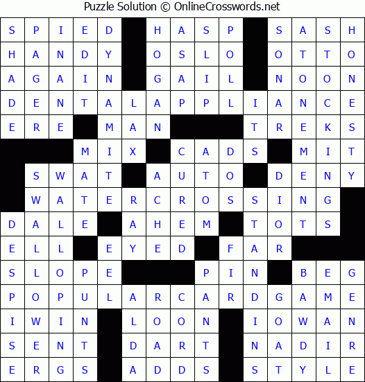 Solution for Crossword Puzzle #1195