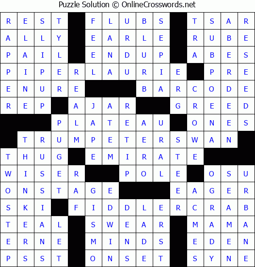 Solution for Crossword Puzzle #1249