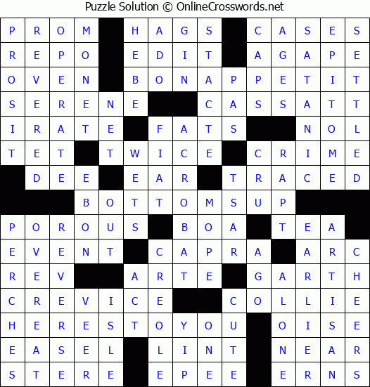 Solution for Crossword Puzzle #1335