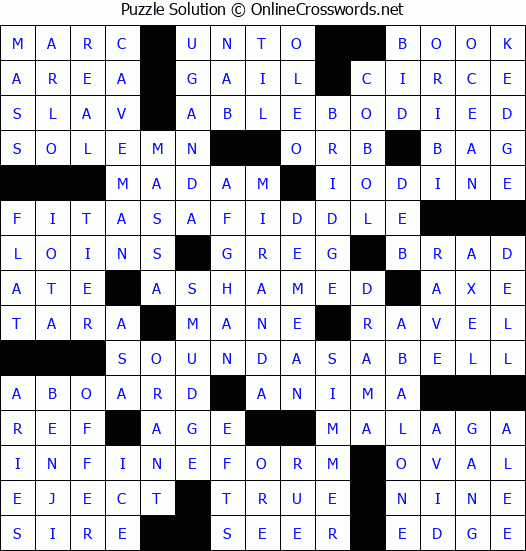 Solution for Crossword Puzzle #1522