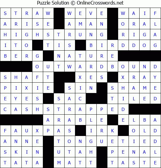 Solution for Crossword Puzzle #2063