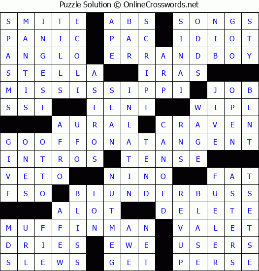 Solution for Crossword Puzzle #2083