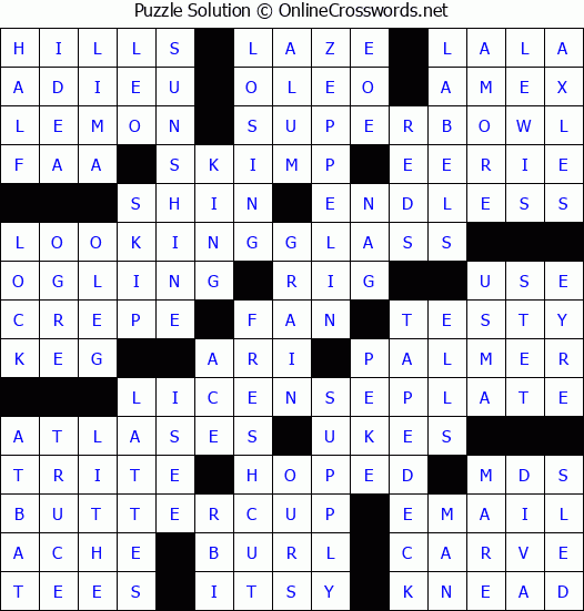 Solution for Crossword Puzzle #2123