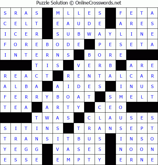 Solution for Crossword Puzzle #2199