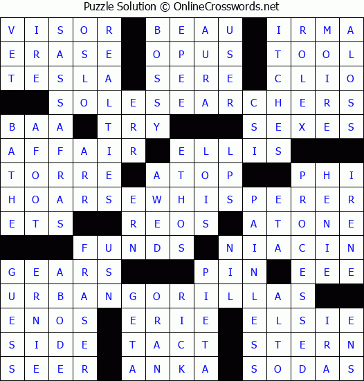 Solution for Crossword Puzzle #2465