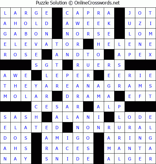 Solution for Crossword Puzzle #2535
