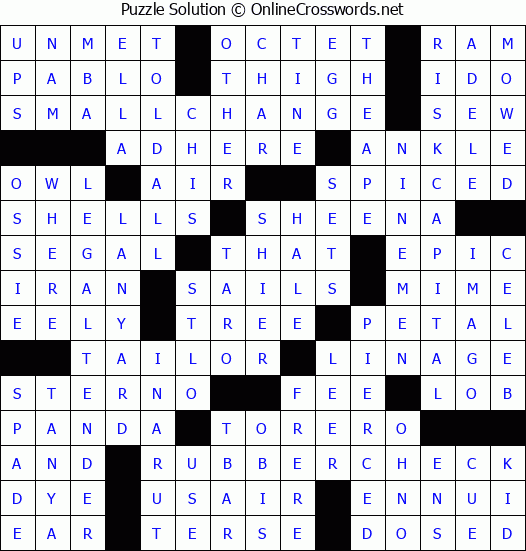 Solution for Crossword Puzzle #2571