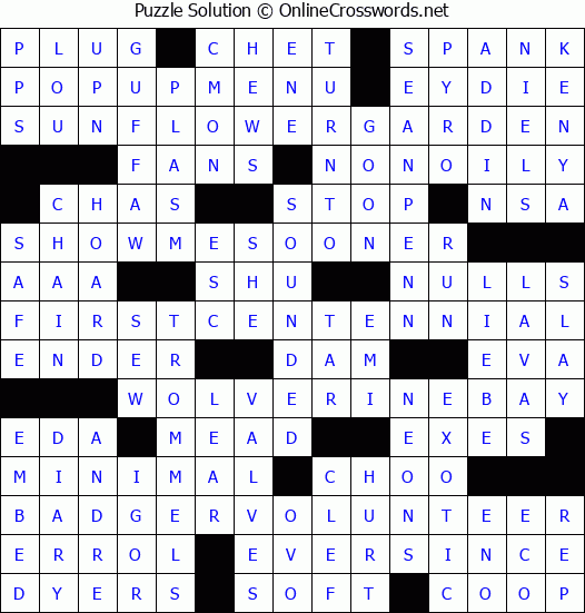 Solution for Crossword Puzzle #2617