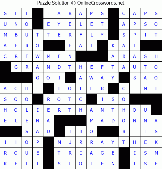 Solution for Crossword Puzzle #2620