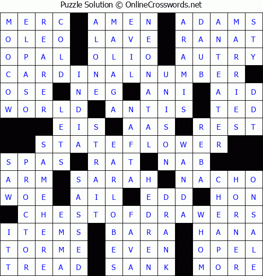 Solution for Crossword Puzzle #2621