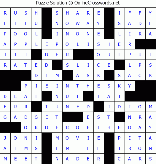 Solution for Crossword Puzzle #2622