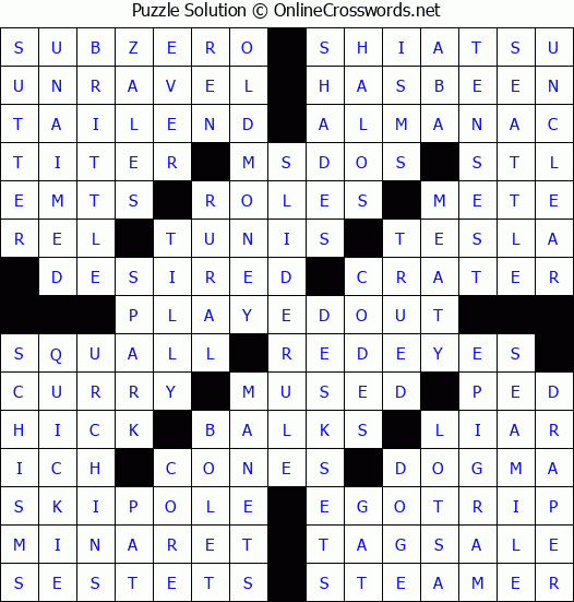 Solution for Crossword Puzzle #2623