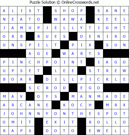 Solution for Crossword Puzzle #2625