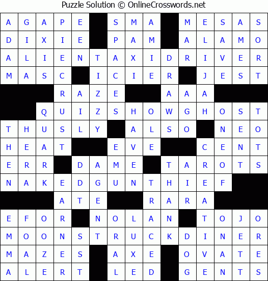 Solution for Crossword Puzzle #2626