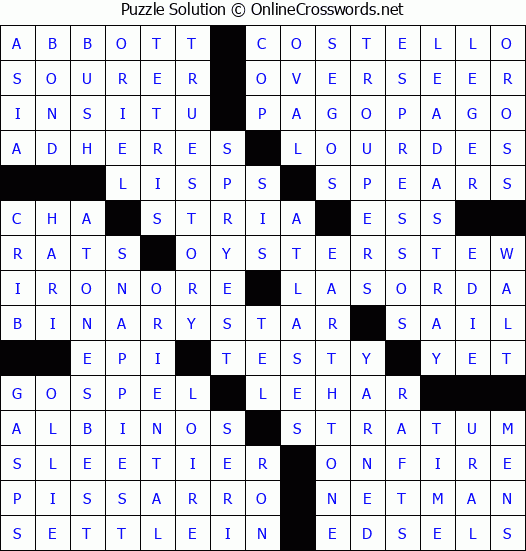 Solution for Crossword Puzzle #2630