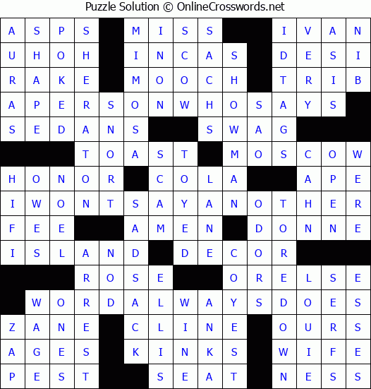 Solution for Crossword Puzzle #2634