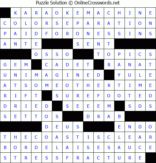 Solution for Crossword Puzzle #2637
