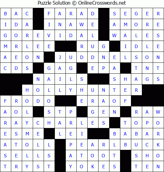 Solution for Crossword Puzzle #2643