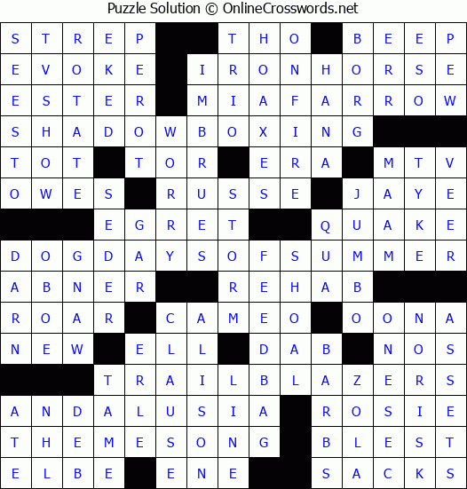 Solution for Crossword Puzzle #2652