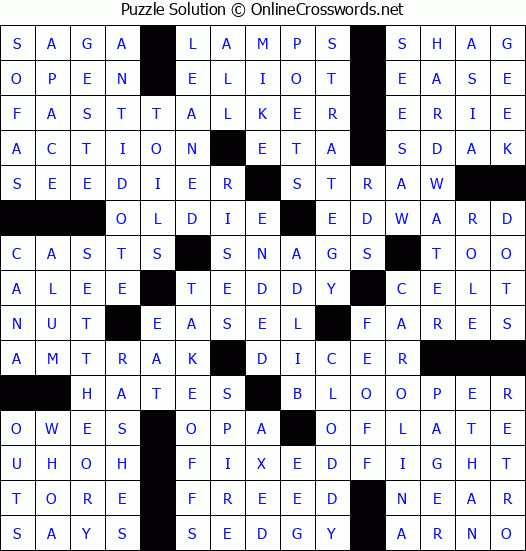 Solution for Crossword Puzzle #2656