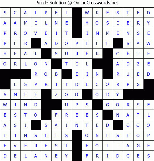 Solution for Crossword Puzzle #2657