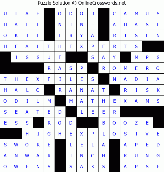 Solution for Crossword Puzzle #2659