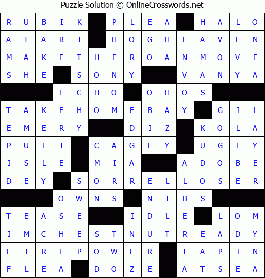 Solution for Crossword Puzzle #2667