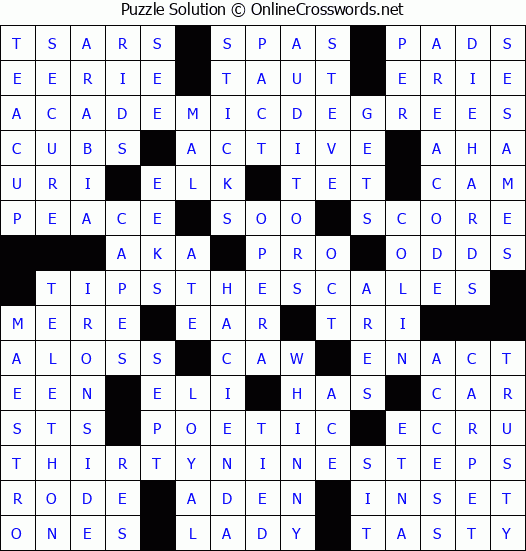 Solution for Crossword Puzzle #2668
