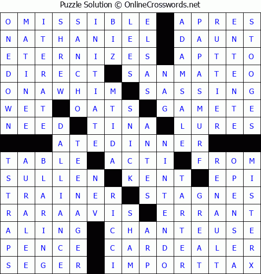 Solution for Crossword Puzzle #2671