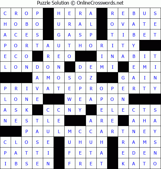 Solution for Crossword Puzzle #2673