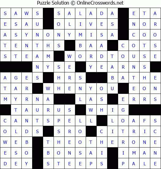 Solution for Crossword Puzzle #2674