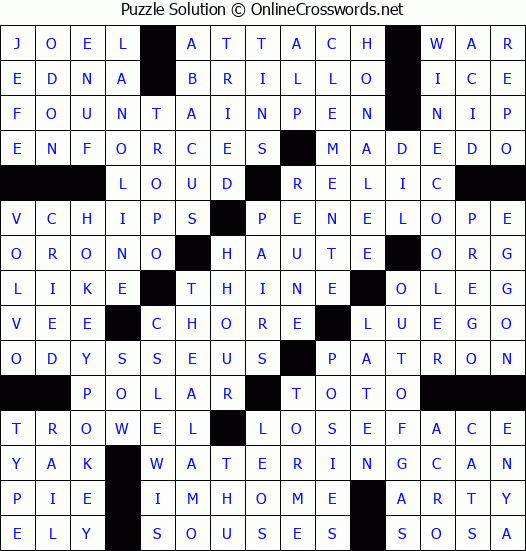 Solution for Crossword Puzzle #2684