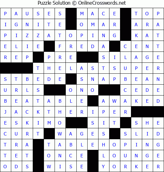 Solution for Crossword Puzzle #2686