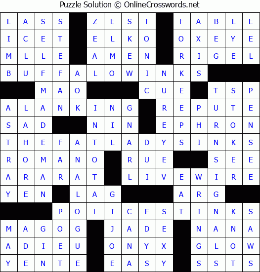 Solution for Crossword Puzzle #2687