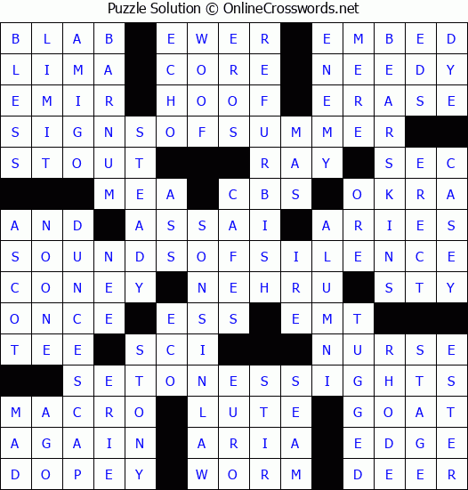 Solution for Crossword Puzzle #2690