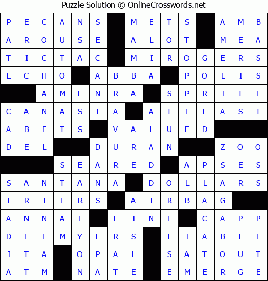Solution for Crossword Puzzle #2691