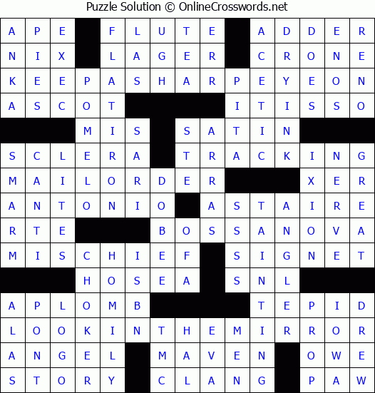 Solution for Crossword Puzzle #2695