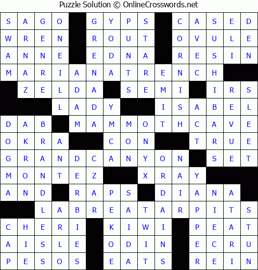 Solution for Crossword Puzzle #2697