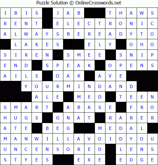 Solution for Crossword Puzzle #2698