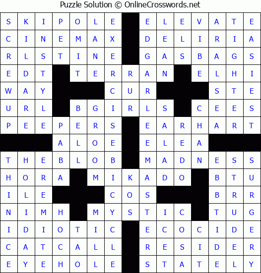 Solution for Crossword Puzzle #2701