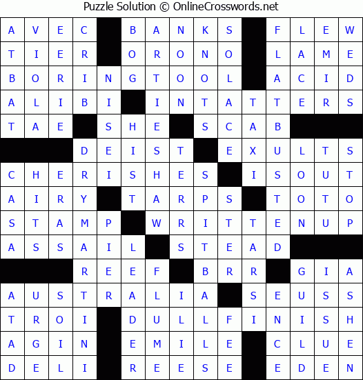 Solution for Crossword Puzzle #2703