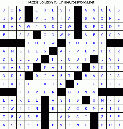 Solution for Crossword Puzzle #2706