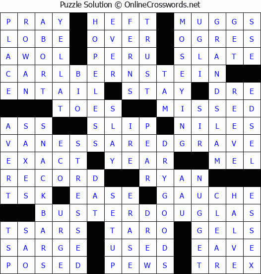 Solution for Crossword Puzzle #2707