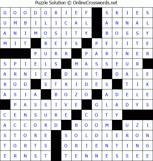 Solution for Crossword Puzzle #2708