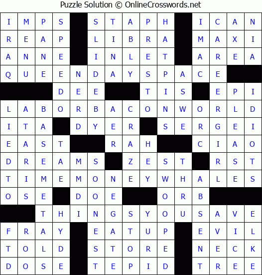 Solution for Crossword Puzzle #2709