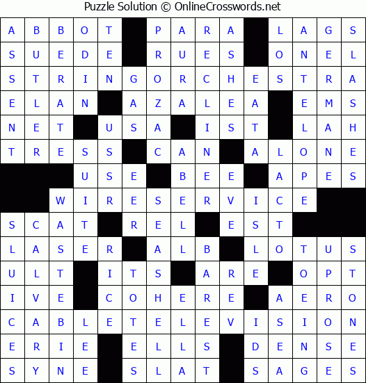 Solution for Crossword Puzzle #2711