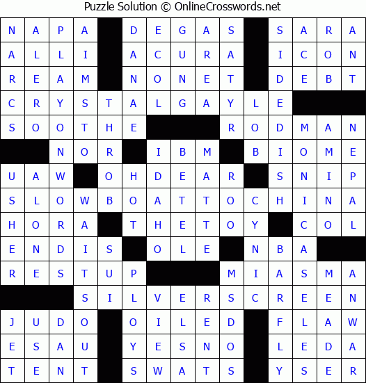 Solution for Crossword Puzzle #2713
