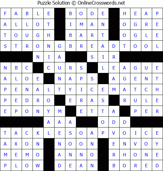 Solution for Crossword Puzzle #2714